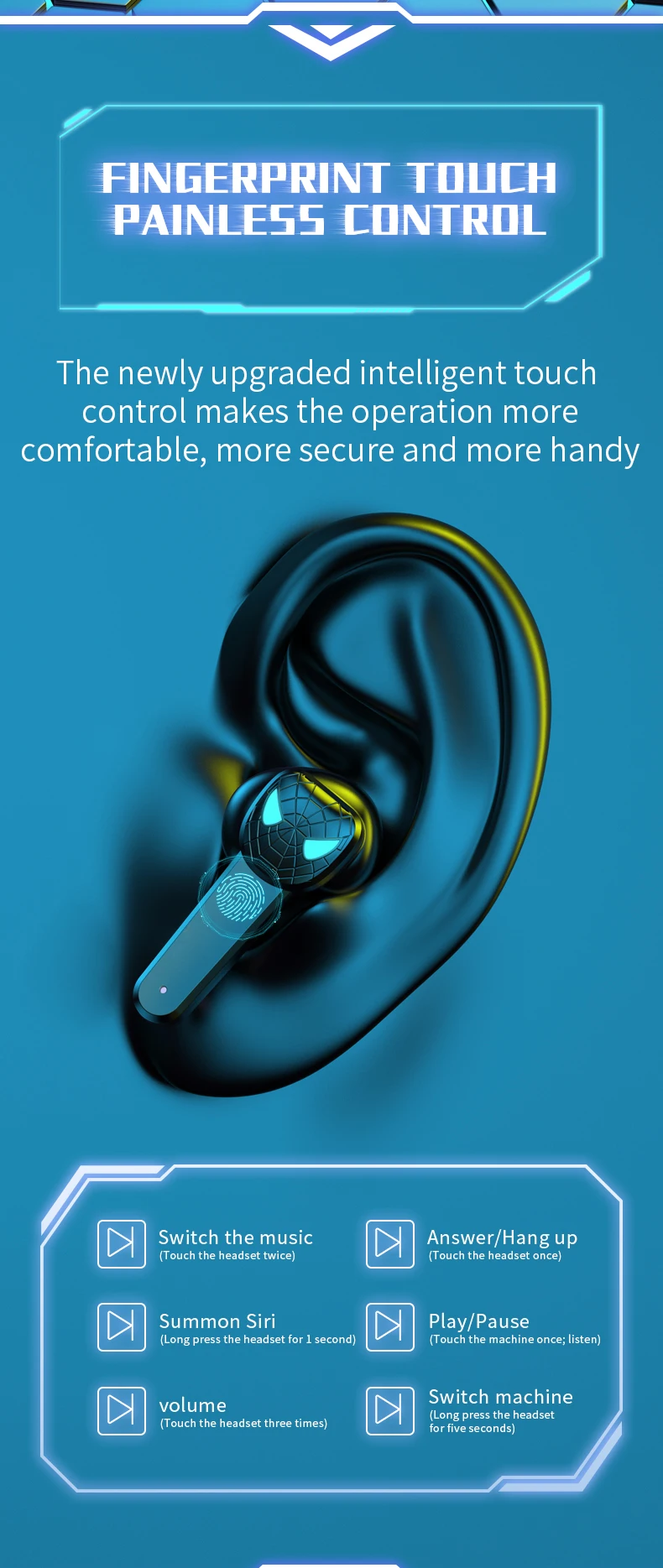 Touch control tg10 gaming earbuds