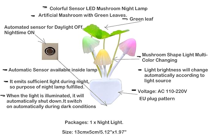 mushroom night light plug in