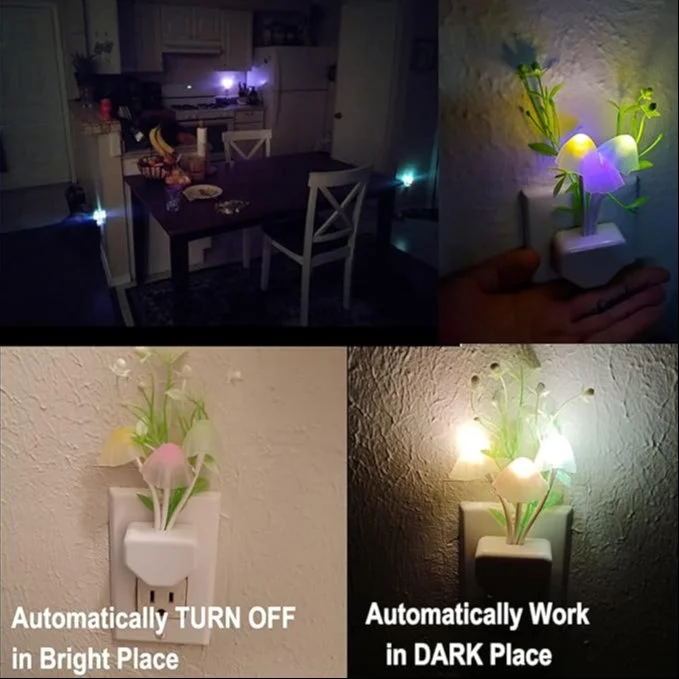 Mushroom Night Lamp with flowers